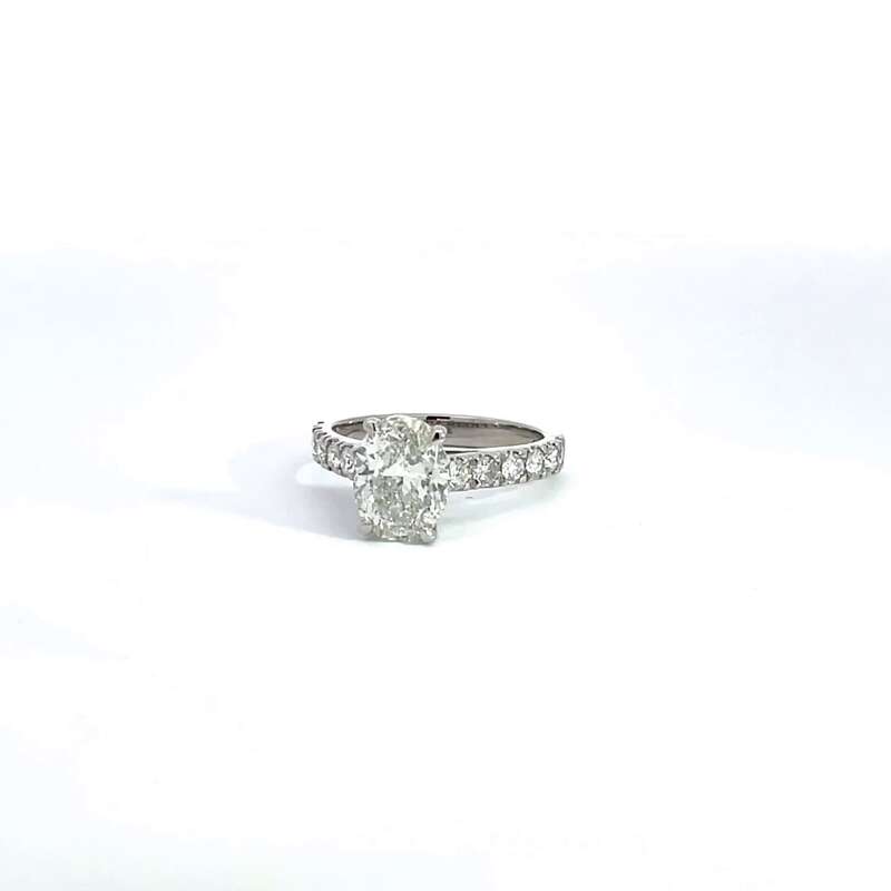 Oval Cut Thick Band Lab Grown Diamond Engagement Ring 360° view