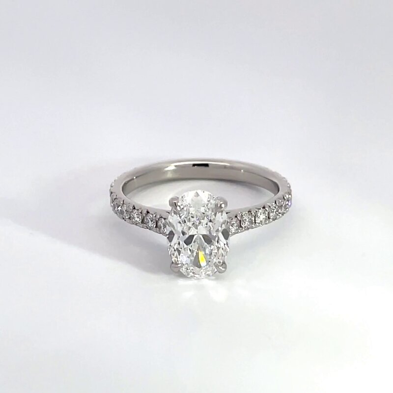 Oval Cut Thin Band Diamond Engagement Ring 360° view