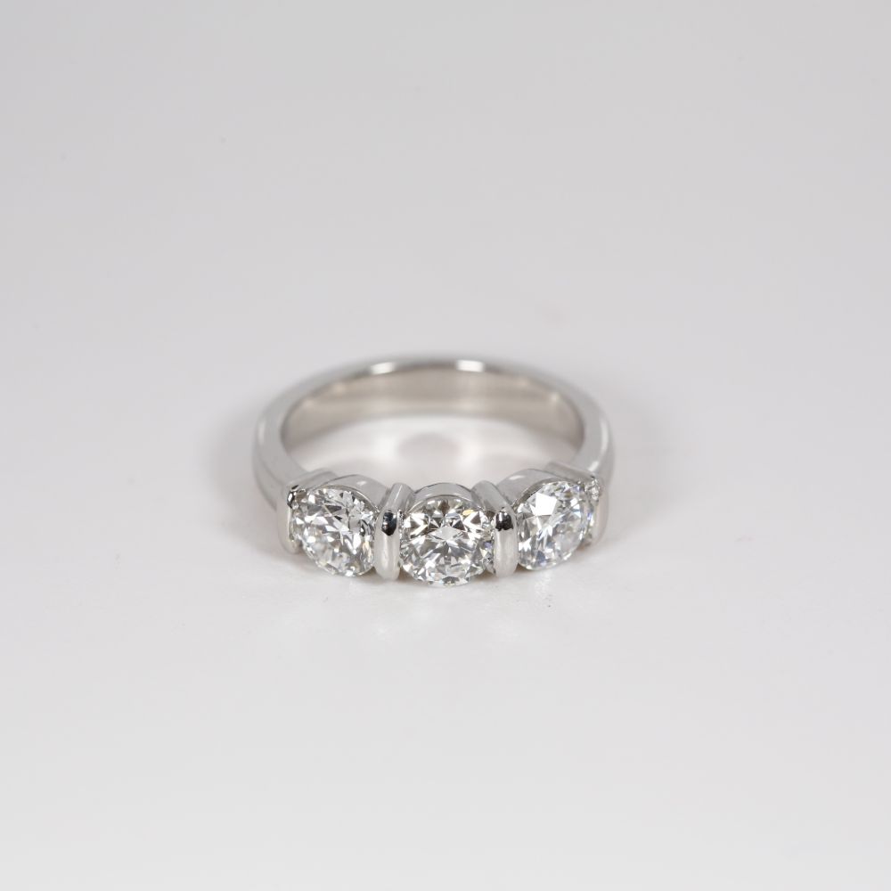 Tension Set Trilogy Engagement Ring 360° view