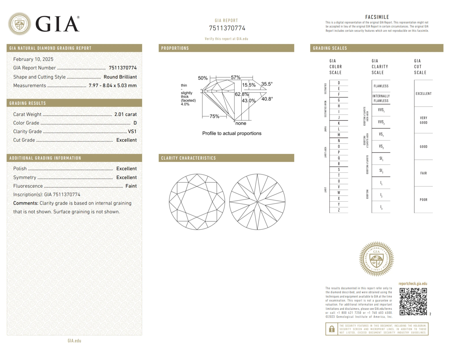 GIA Certificate - GIA Diamond Grading Report GIA Certificate - GIA Diamond Grading Report