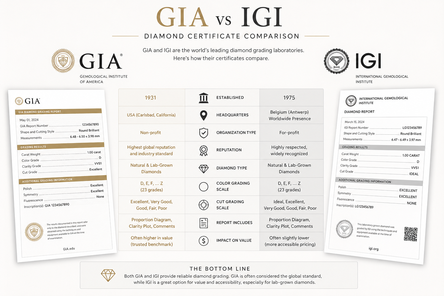 GIA vs IGI: diamond certificate comparison