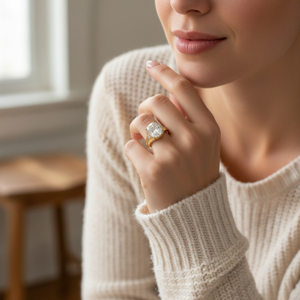 Carved Shank Engagement Rings