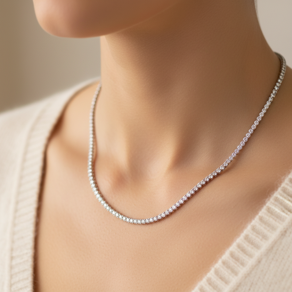 ダイヤモンド　ネックレス　D0.7ct 7ct Lab Grown Graduated Diamond Tennis Necklace | Reve…