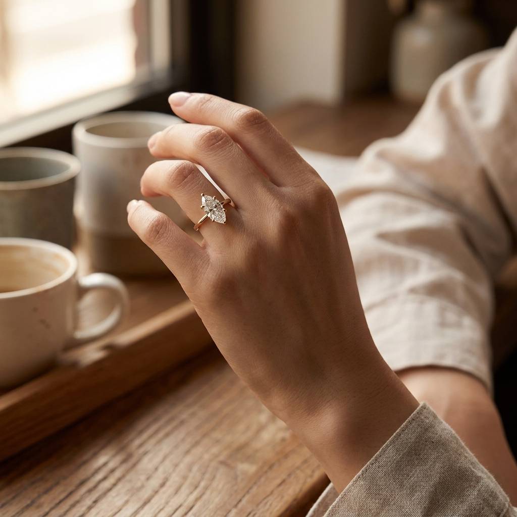 Marquise Lab-Grown Solitaire Style Engagement Ring | Rve