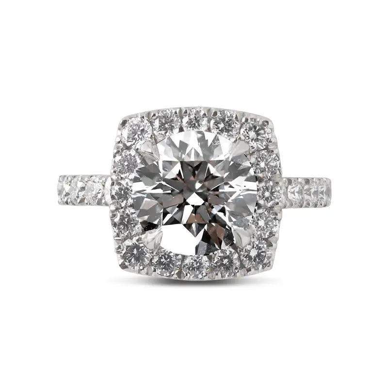 Sharp Corner Halo Diamond Engagement Ring | Rêve Diamonds