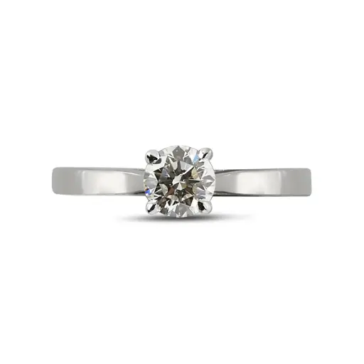 Solitaire Ring Small Round Diamond Below Center Stone