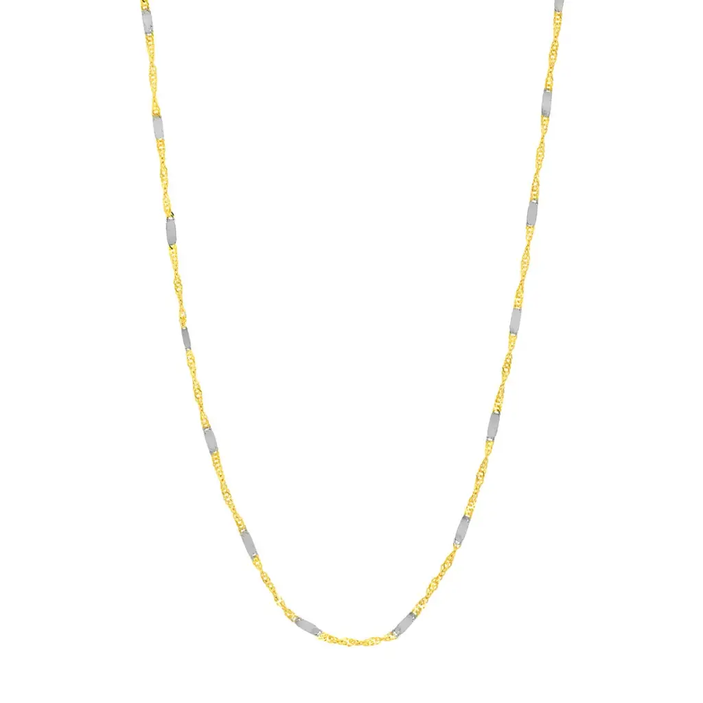 Two-tone Singapore Flat Saturn Gold Chain | Rêve Diamonds